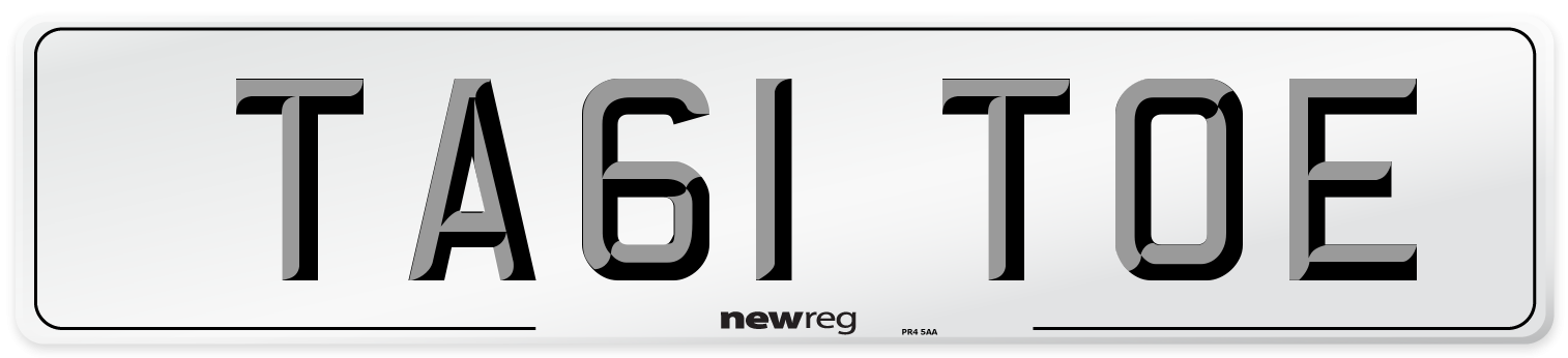 TA61 TOE Number Plate from New Reg